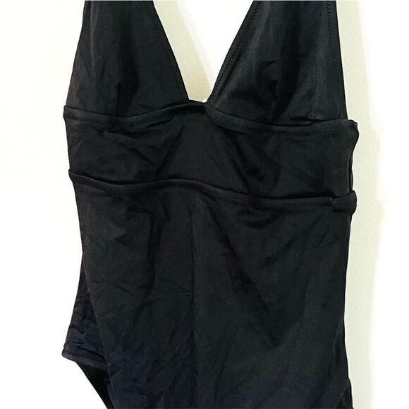 J.Crew Heritage Triangle Plunge Tank One Piece Swimsuit Black 4 - Picture 4 of 12